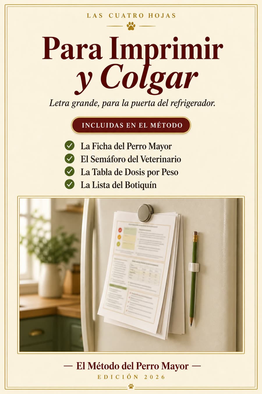 Las cuatro hojas para imprimir del Método del Perro Mayor